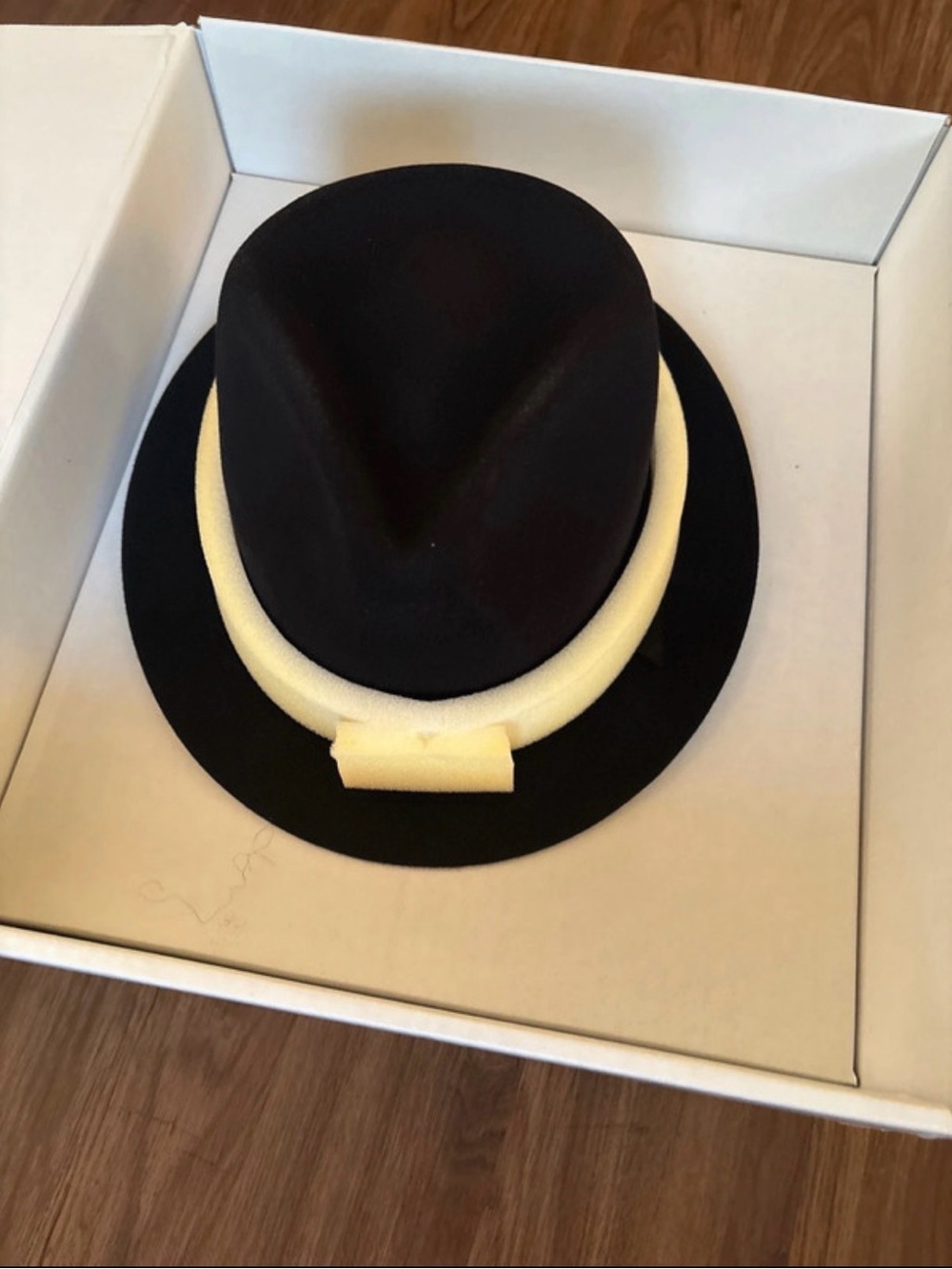 Men's Black Felt Fedora with Cream Ribbon
